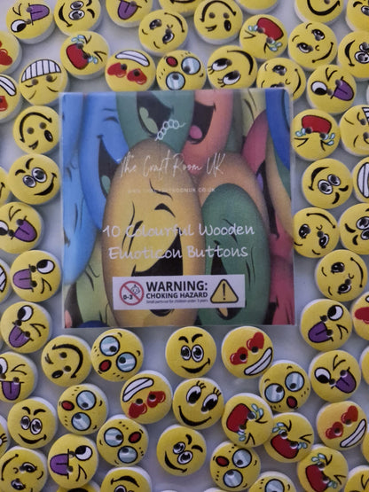 Colourful Wooden Emoticons Buttons