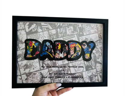 Personalised Superhero Name Art A4 Frame