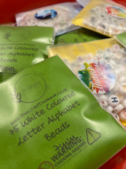 White Colourful Alphabet Beads - The Craft Room UK