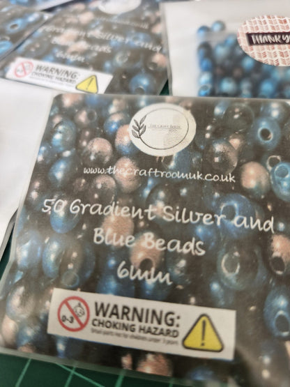 Gradient Silver and Blue Pearl Beads - The Craft Room UK