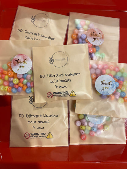 Vibrant Number Coin Beads - The Craft Room UK