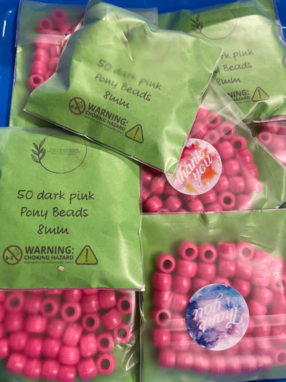 Dark Pink Pony Beads - The Craft Room UK