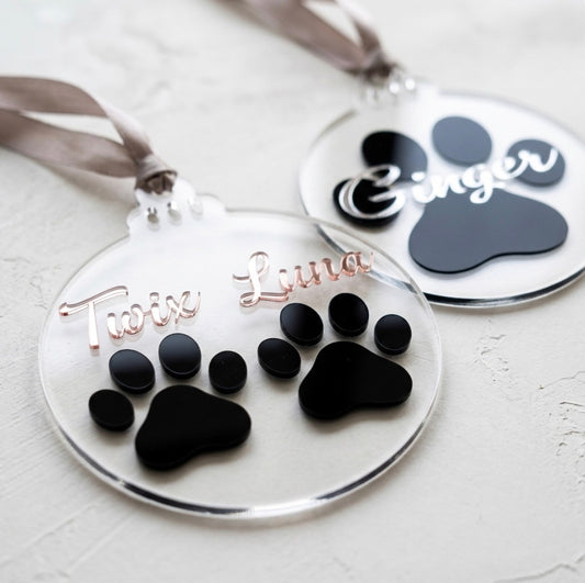 Personalised Paw Print Christmas Decorations