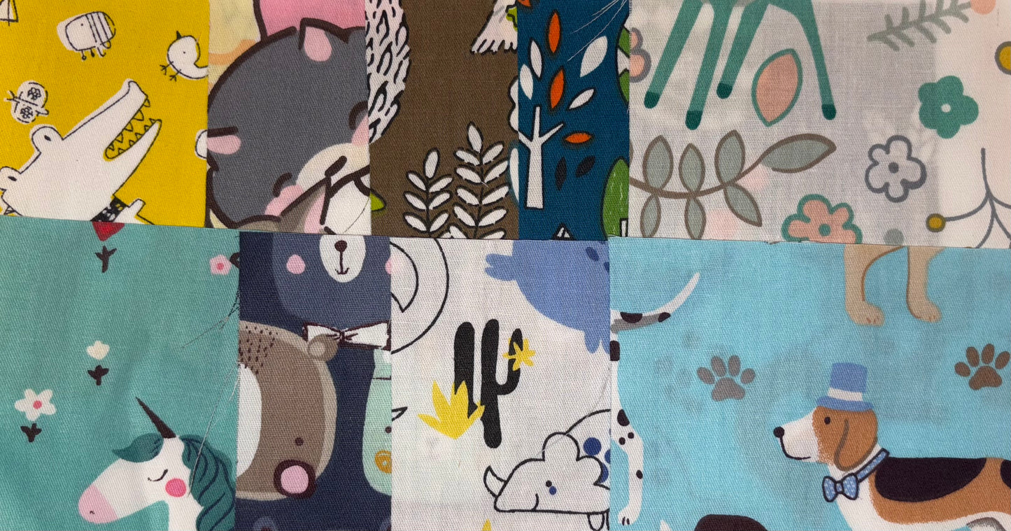 10 Kids Fabric Fat Quarter Squares
