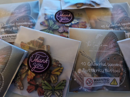 Colourful Wooden Butterfly Buttons