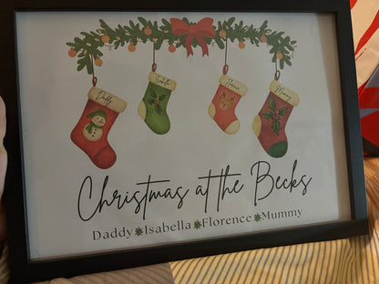 Personalised Family Fireplace Stocking Frames