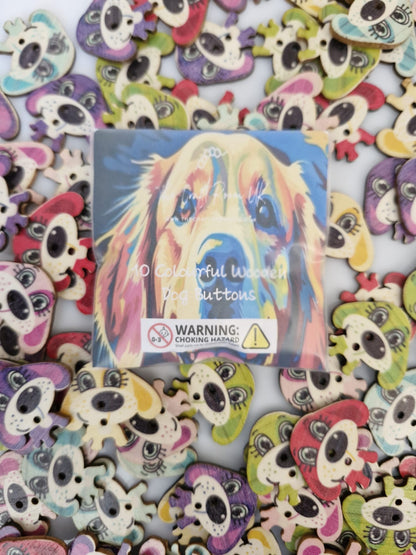 Colourful Wooden Dog Buttons