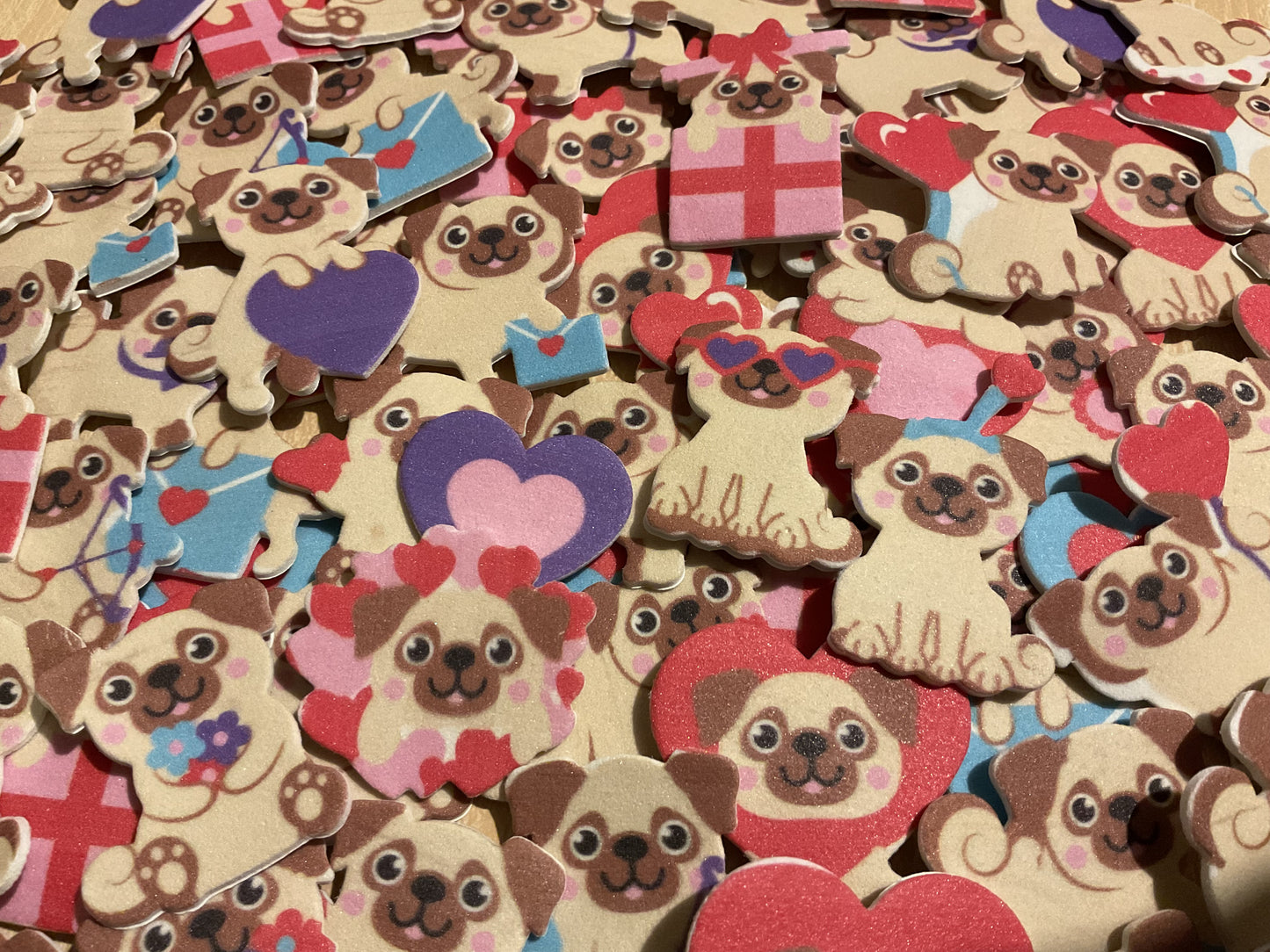Valentines Love Pugs Foam Stickers