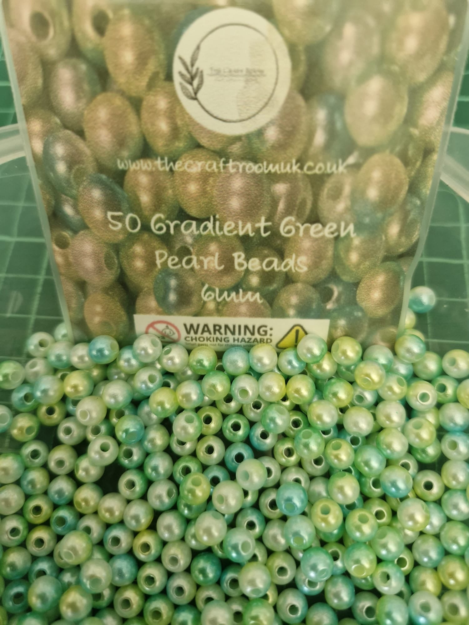 Gradient Green Pearl Beads - The Craft Room UK