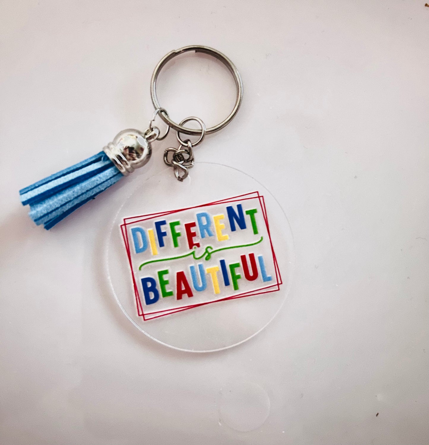 Acrylic Autism Awareness Keyring