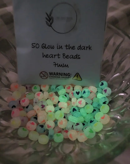 Glow in the Dark Heart Coin Beads - The Craft Room UK