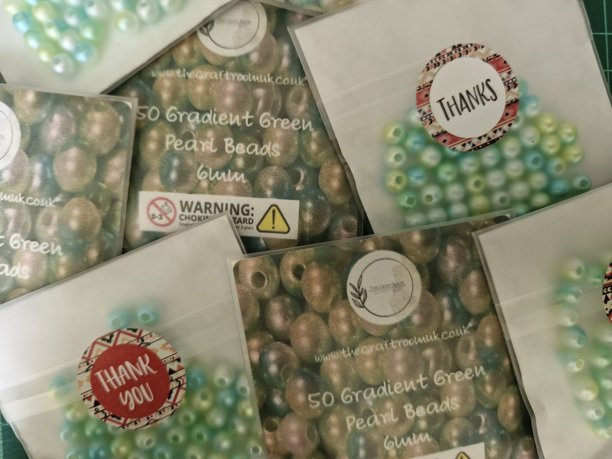 Gradient Green Pearl Beads - The Craft Room UK