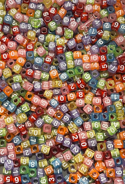 Colourful Transparent Cube Number Beads