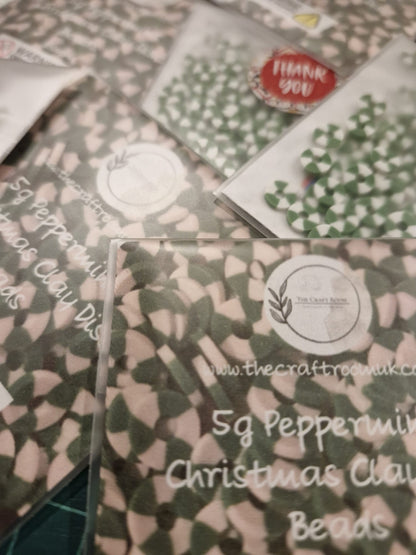 Peppermint Christmas Clay Disc Beads