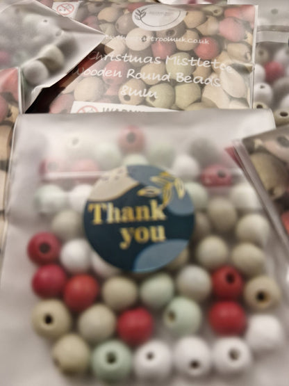 Christmas Mistletoe Wooden Beads