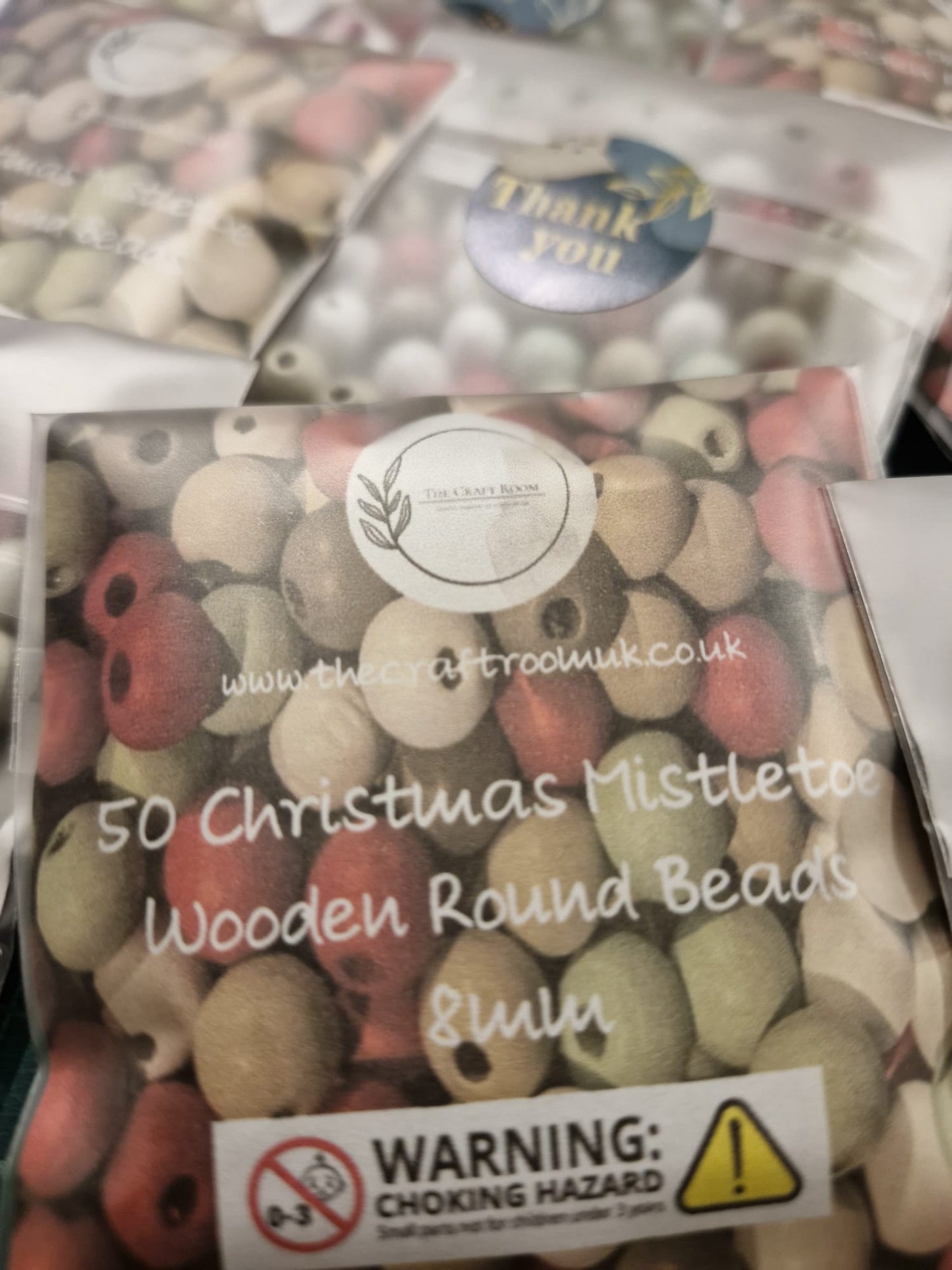 Christmas Mistletoe Wooden Beads