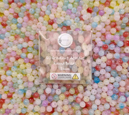 Colourful Gradient Acrylic Round Beads - The Craft Room UK