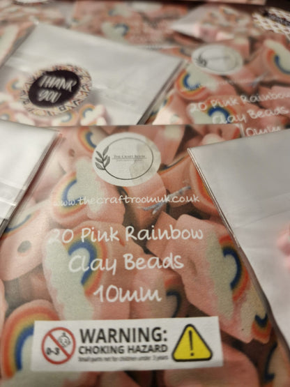 Pink Rainbow Clay Beads