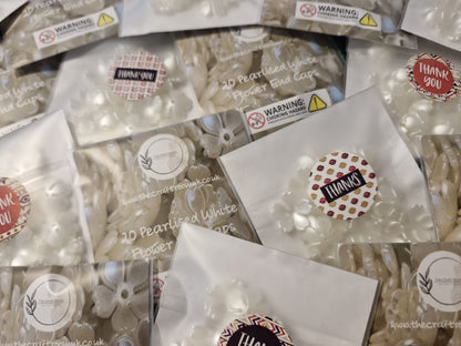 Pearlised White Flower End Caps