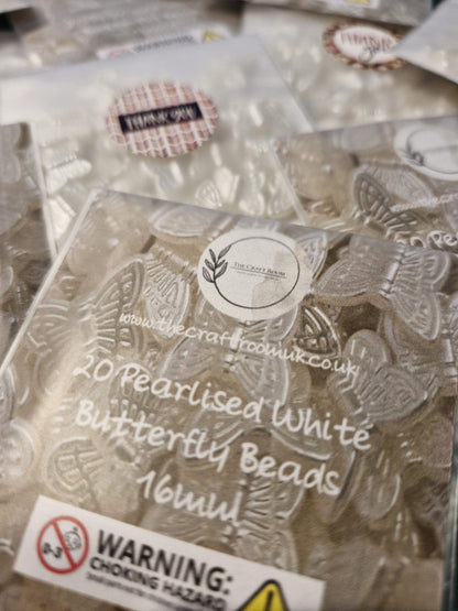 Pearlised White Butterfly Beads