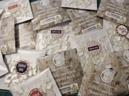 Pearlised White Butterfly Beads