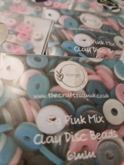 Pink Mix Clay Disc Beads