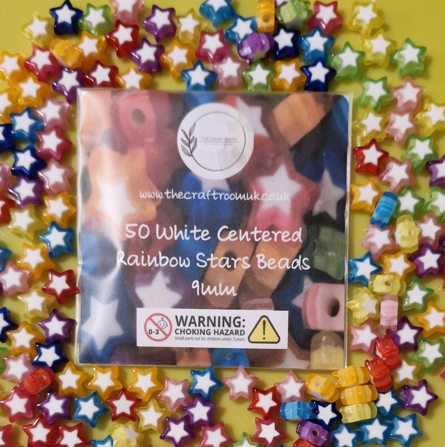 White Centred Rainbow Star Beads