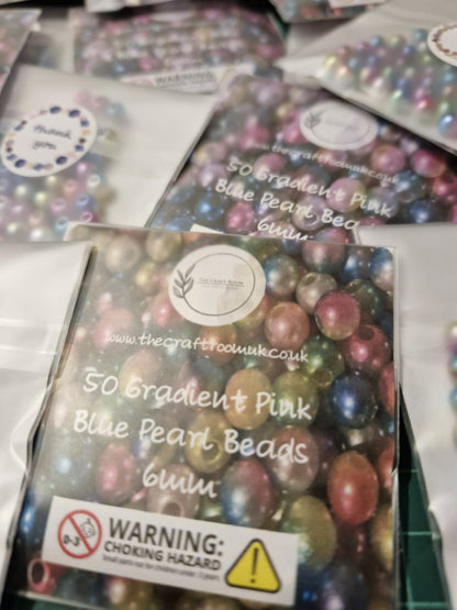 Gradient Pink and Blue Pearl Beads