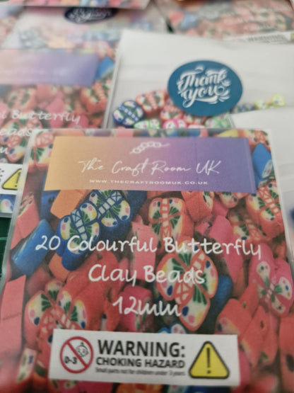Colourful Butterfly Clay Beads