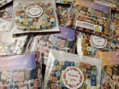 Rose Coloured Cube Alphabet Beads