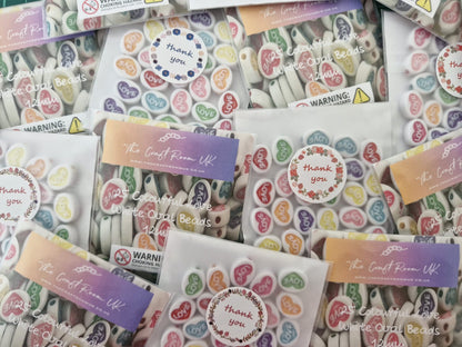 Colourful 'Love' White Oval Beads