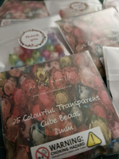 Colourful Transparent Cube Beads