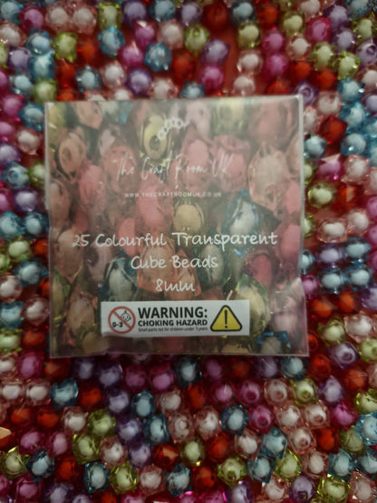Colourful Transparent Cube Beads