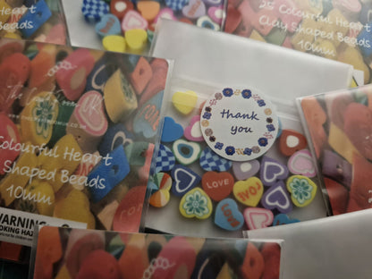 Colourful Heart Shaped Polymer Clay Beads