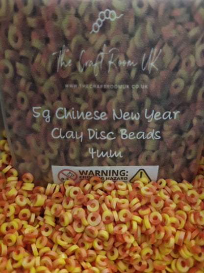 Chinese New Year Polymer Clay Disc Beads