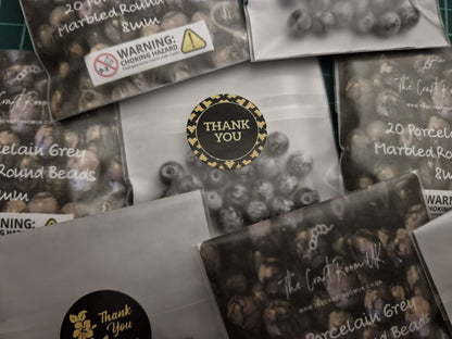 Porcelain Grey Marbled Round beads