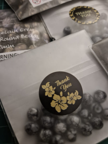 Porcelain Grey Marbled Round beads