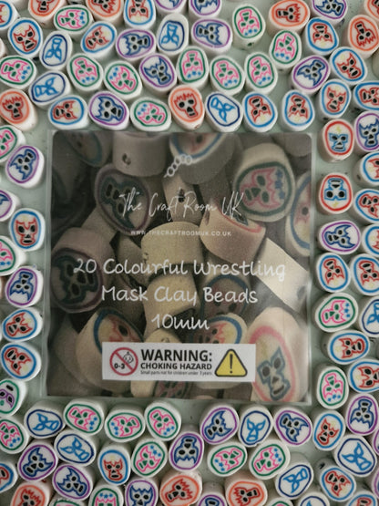 Colourful Wrestling Mask Clay Beads