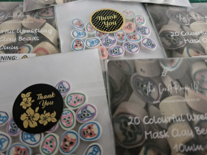 Colourful Wrestling Mask Clay Beads