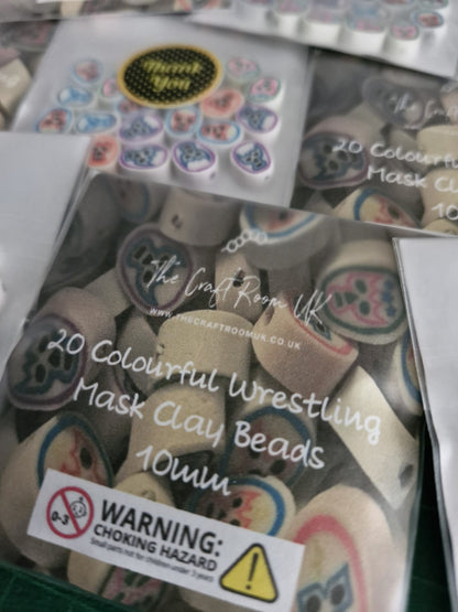 Colourful Wrestling Mask Clay Beads
