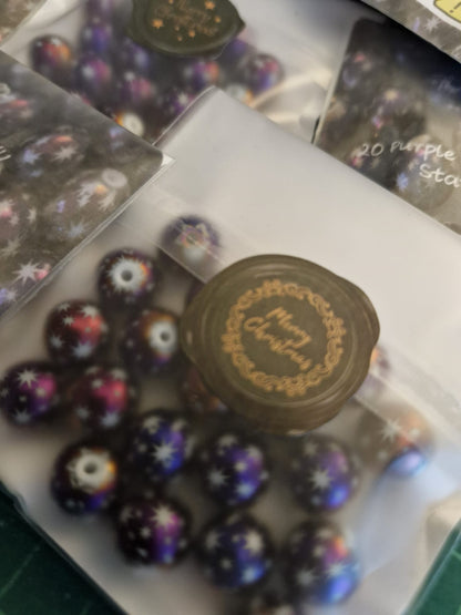 Purple Porcelain Christmas Star Beads