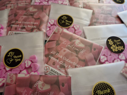 Pink Valentines Heart Polymer Clay Beads