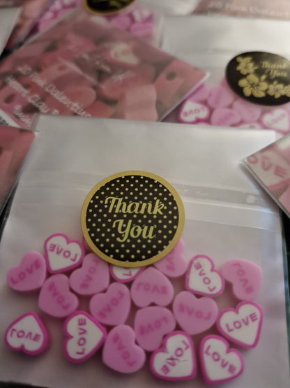 Pink Valentines Heart Polymer Clay Beads