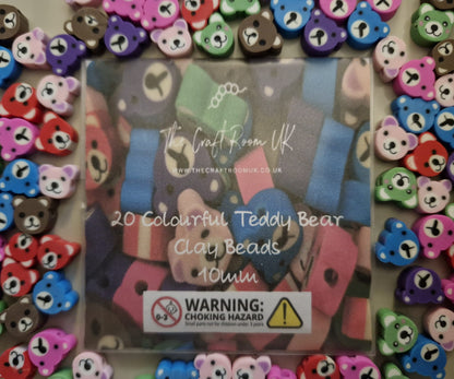 Colourful Teddy Bear Polymer Clay Beads