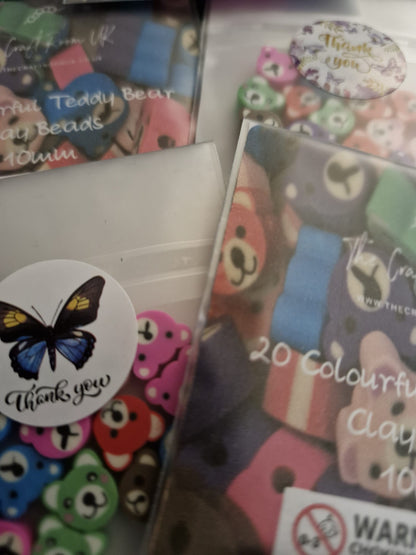 Colourful Teddy Bear Polymer Clay Beads