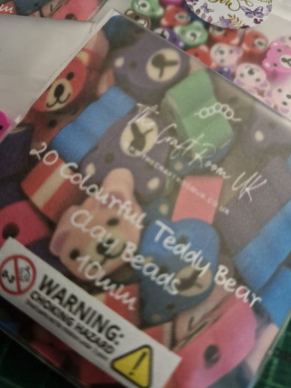 Colourful Teddy Bear Polymer Clay Beads