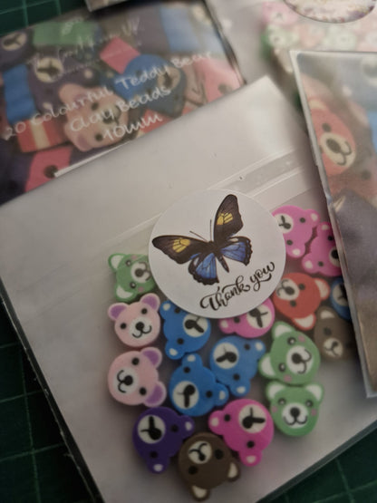 Colourful Teddy Bear Polymer Clay Beads