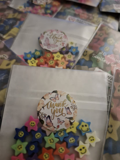 Rainbow Coloured Smiley Star Polymer Clay Beads