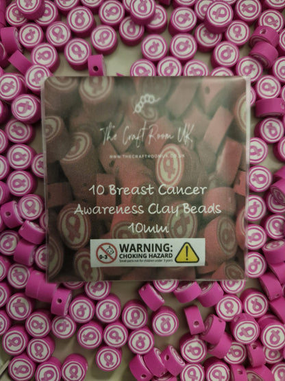 Breast Cancer Awareness Polymer Clay Beads