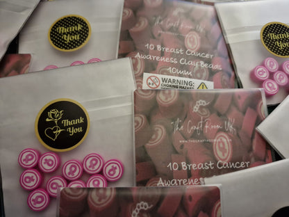 Breast Cancer Awareness Polymer Clay Beads